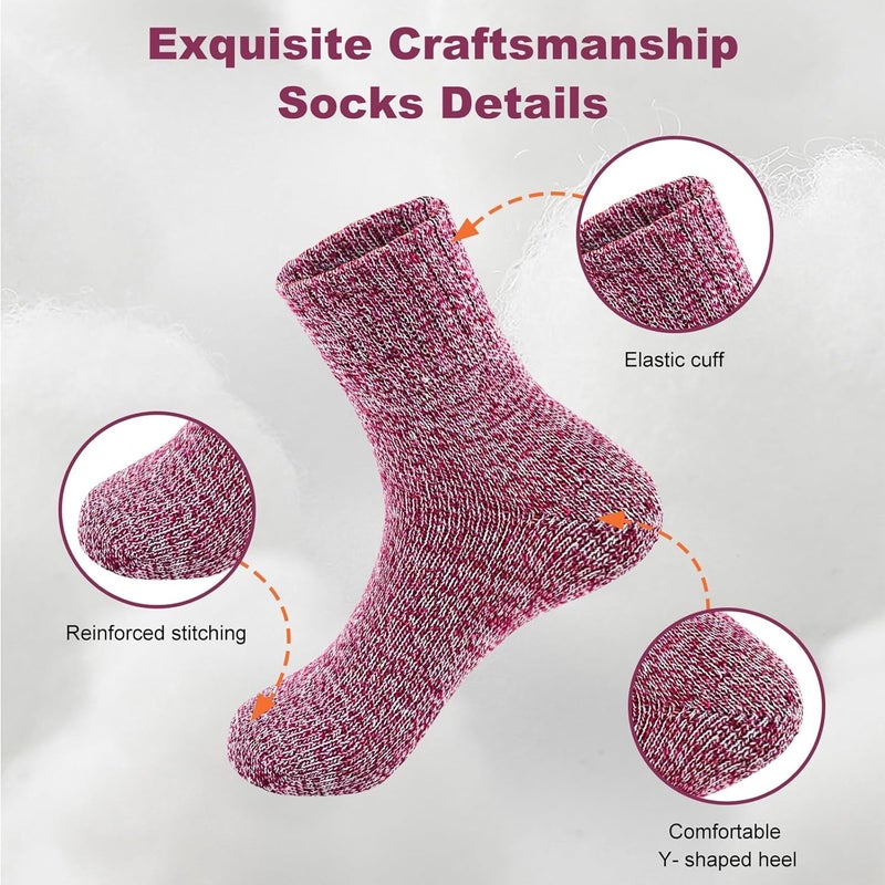 Lisacool 5 Pairs Womens Wool Socks - Winter Warm Socks - Thick Thermal Knit Vintage Cozy Crew Soft Gifts for Women - Image 4